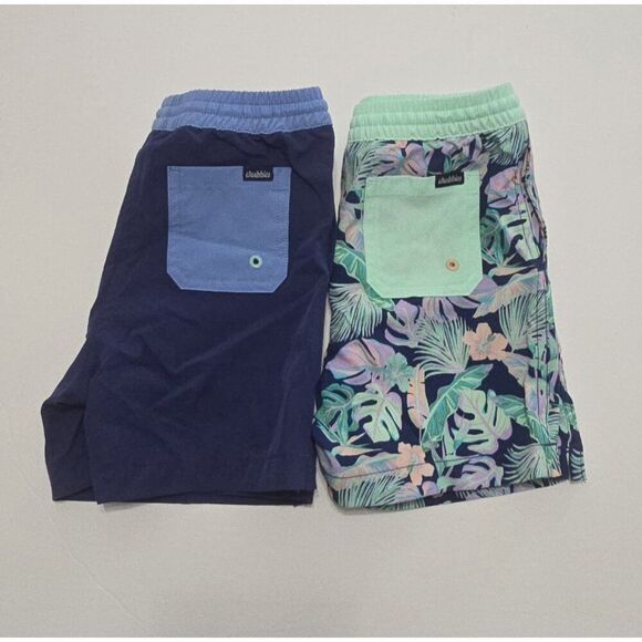 2 NWOT - Chubbies -  5T - Boys Swim Shorts Green / Blue - Picture 1 of 6